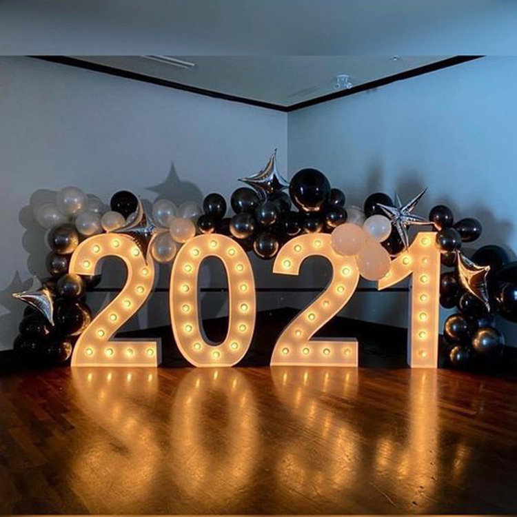 Waterproof Metal Steel 3ft 4ft 5ft Led Big Giant Letter Light Up Large White Bulb Party Love Marquee Numbers Letters