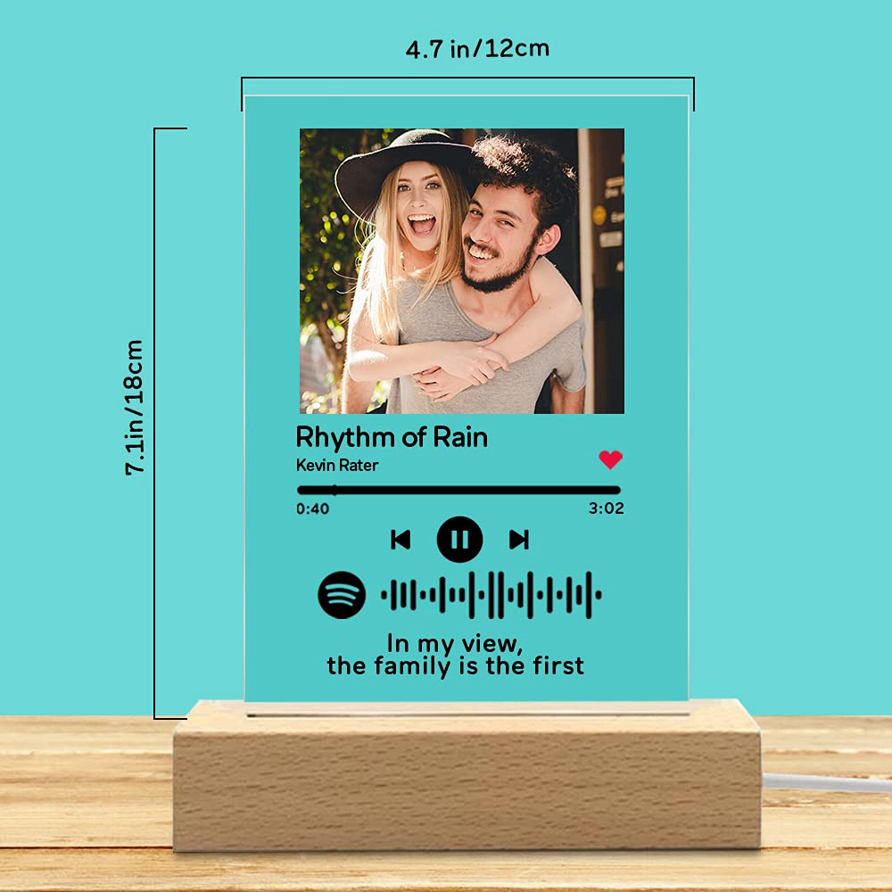 Great Gift Personalized Wooden Stand Acrylic Spotify Code Song Photo Music Album Plaque Custom Spotify 3D Night Light