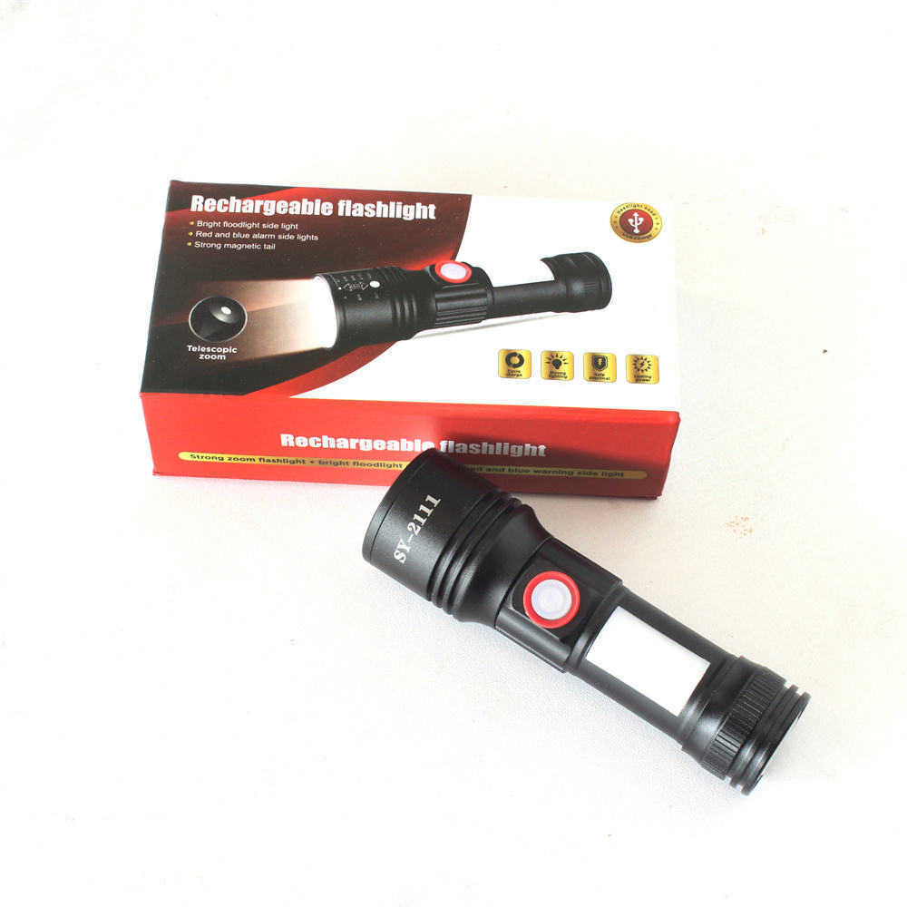 Newest Mini LED Aluminum COB Magnetic USB rechargeable zoomable flashlight& small Work light with side light