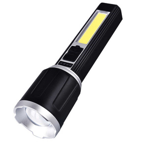 ABS Plastic Flashlight USB Rechargeable Side COB LED 2000 Lumens 4 Modes Outdoor EDC Flashlight Power Outage Emergency Lighting