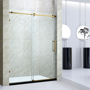 Bathroom Sliding Simple Glass Door Shower Cubicle Room Modern Gold Shower Doors