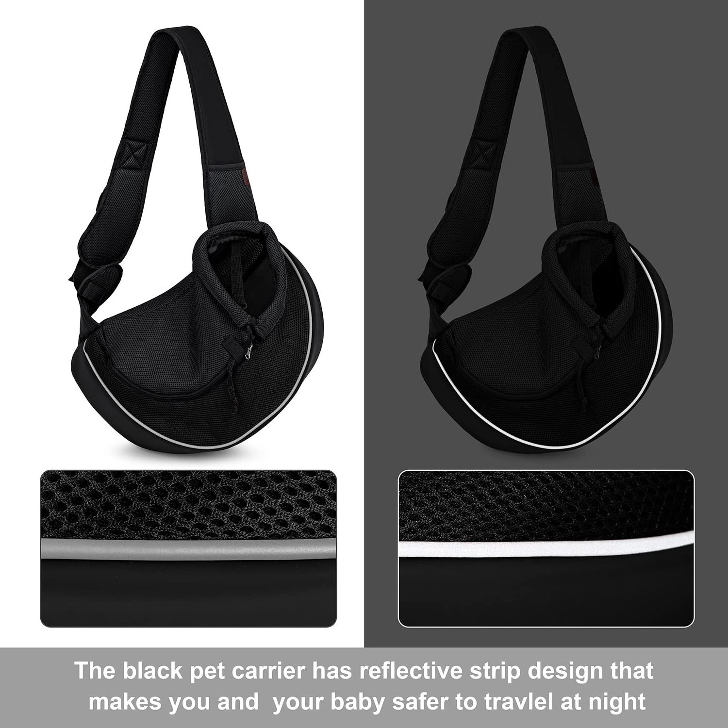 OEM Breathable Mesh Travel Safe Sling Bag Shoulder Carrier for Dogs Cats Pet Front Pack Sling Carrier