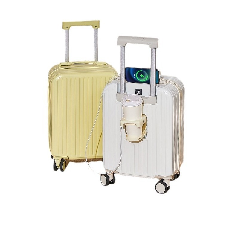 Mini cabin Carry on luggage 18 inch portable suitcase with cup holder and USB charging port zipper Children's suitcase