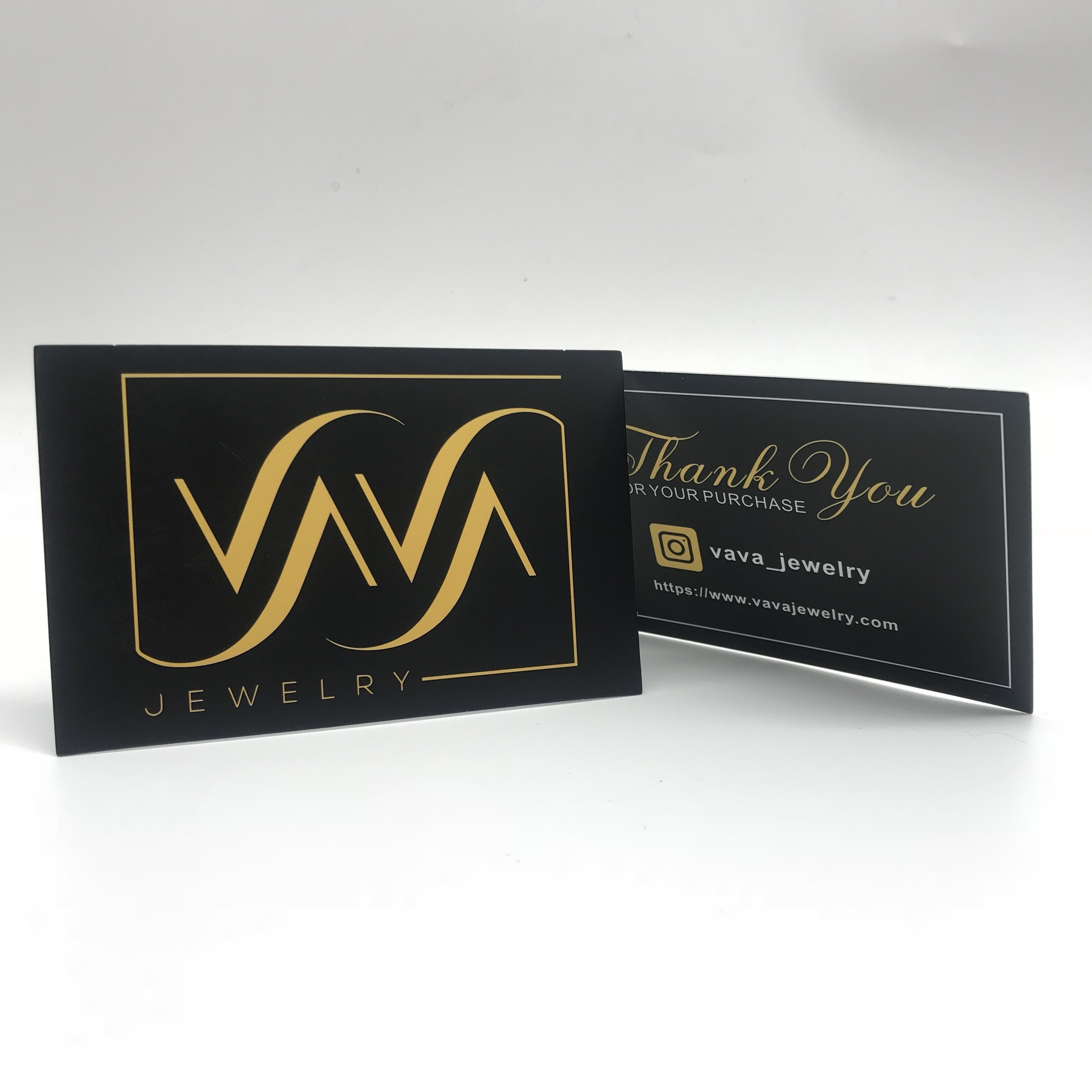 Custom greeting visiting card luxury wedding small business greeting gold foil stamp black custom logo thank you cards