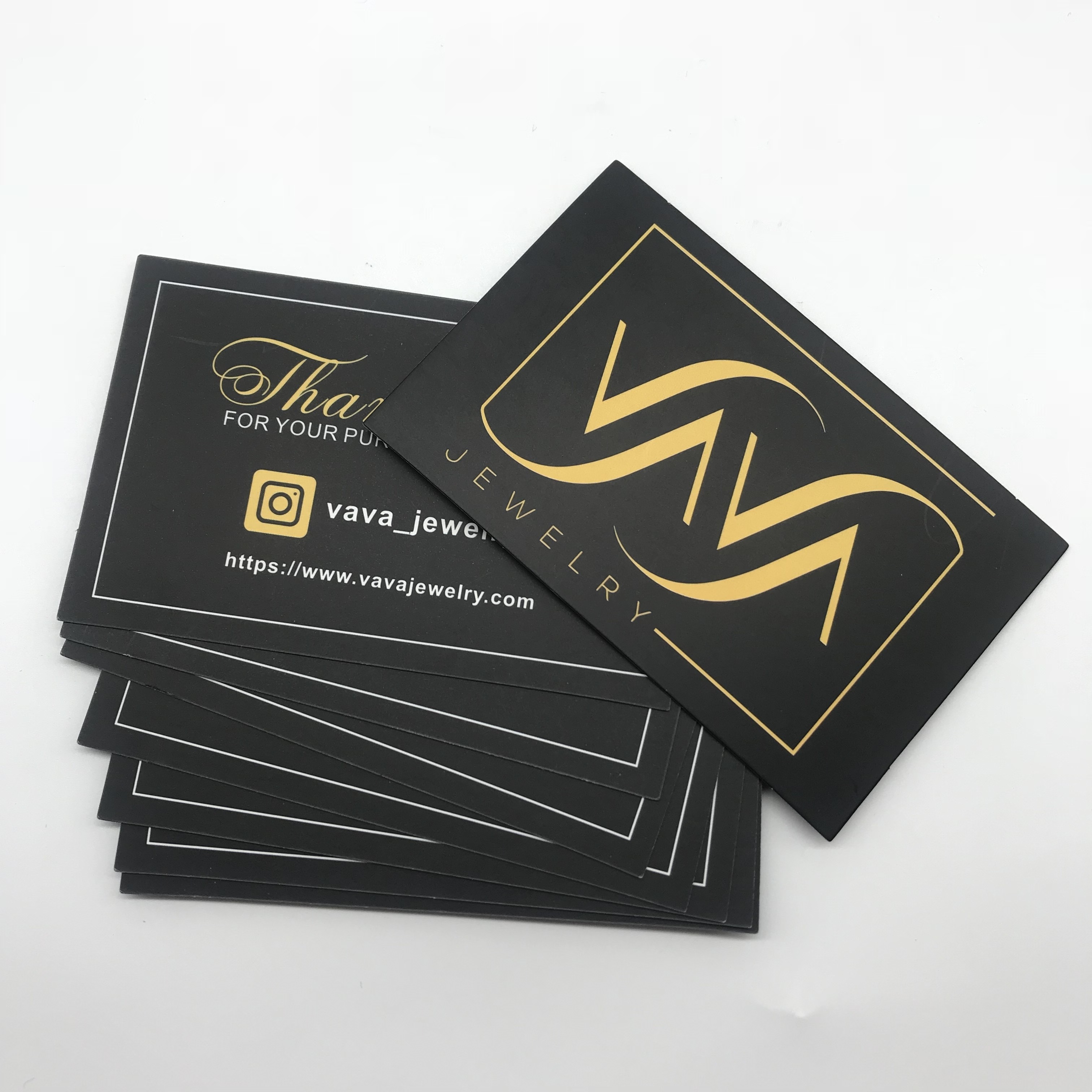 Custom greeting visiting card luxury wedding small business greeting gold foil stamp black custom logo thank you cards