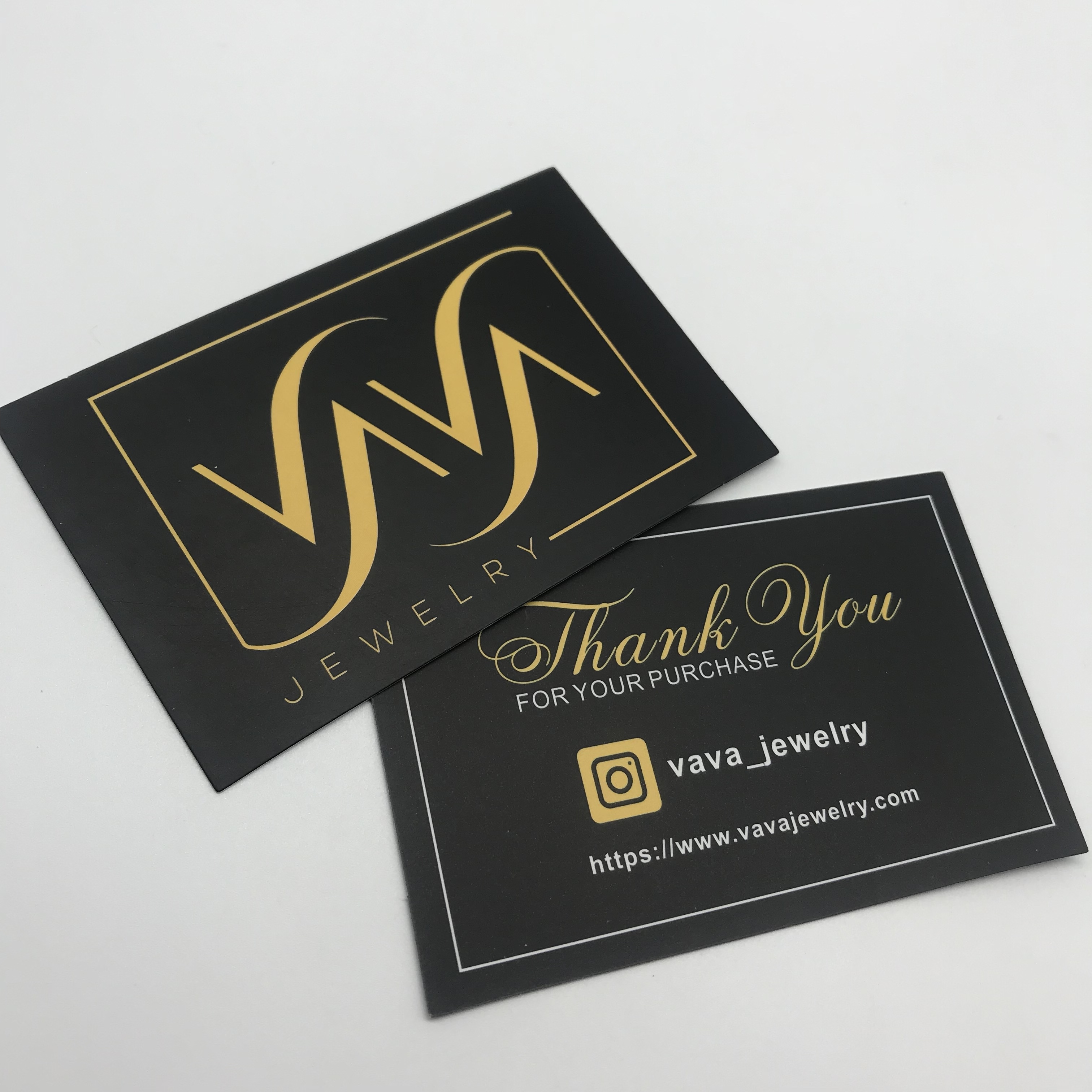 Custom greeting visiting card luxury wedding small business greeting gold foil stamp black custom logo thank you cards