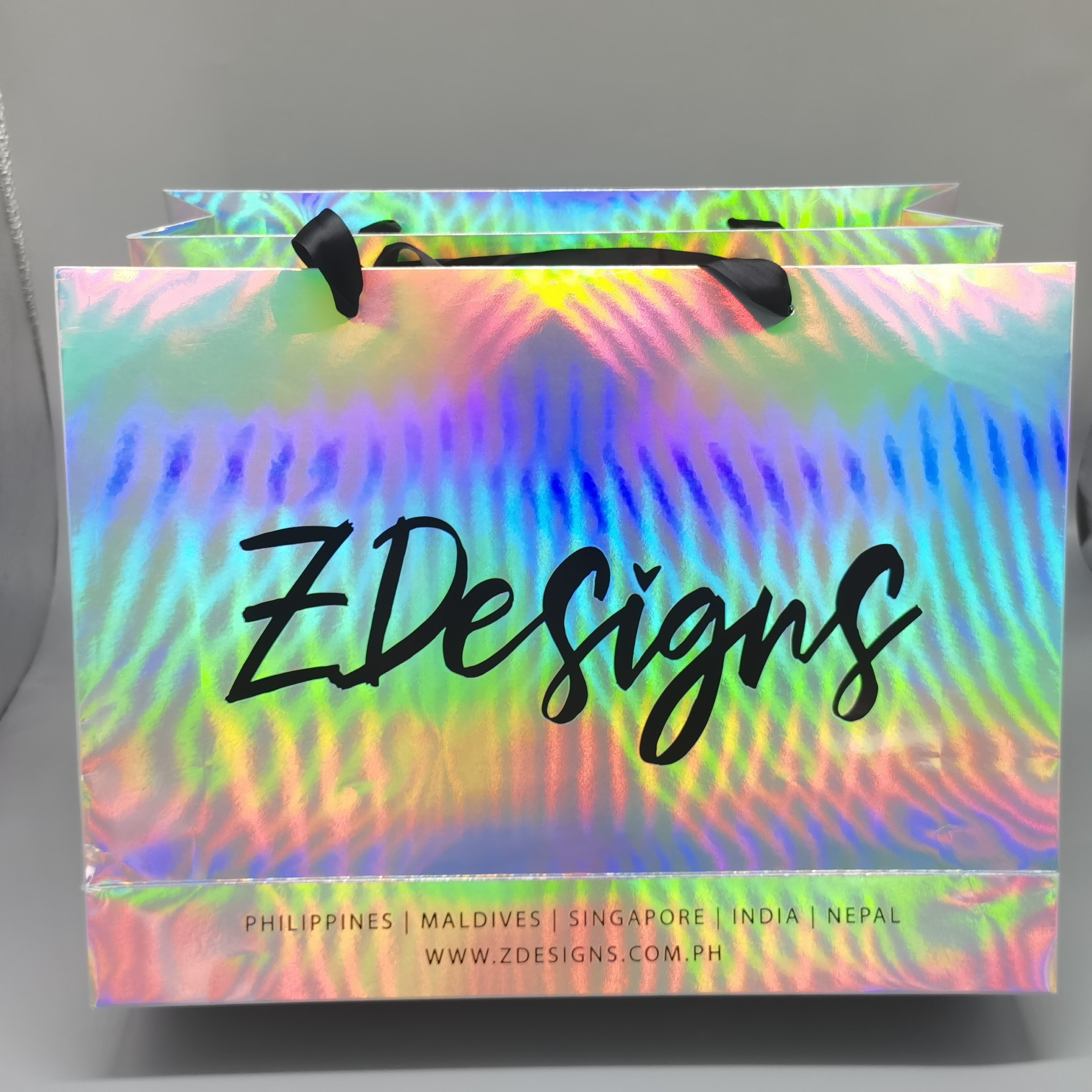 Customized Printed Holographic Paper Bags Recyclable Shopping Gift Bag With Your Own Logo For shoe packaging