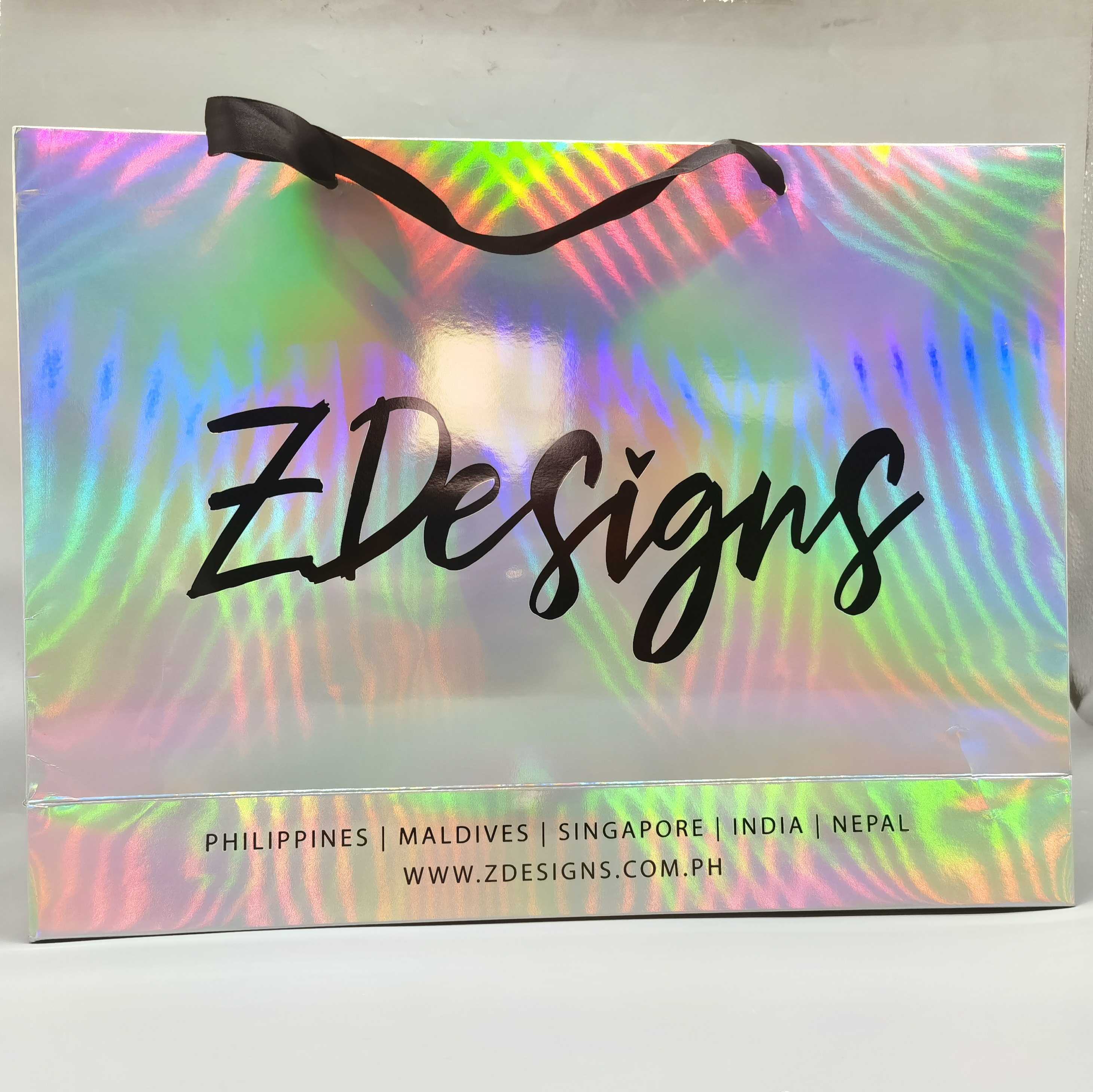 Customized Printed Holographic Paper Bags Recyclable Shopping Gift Bag With Your Own Logo For shoe packaging