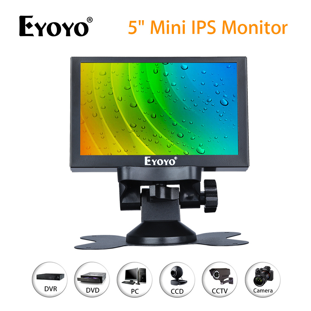 Eyoyo S501H 5 Inch 800x480P Home Security Fast Ressptonse 140 Wide Angle DV USB Power Car Rear View Monitor with HD MI VGA BNC