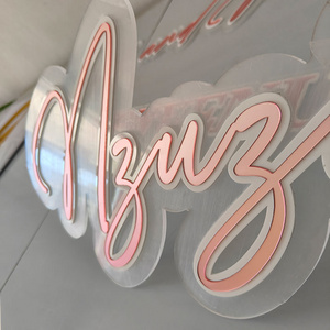 Personalized 2 Layer Sign Rose Gold Color Multi Layer Acrylic Decoration Wall Baby Name Sign For Wedding Entry Decor