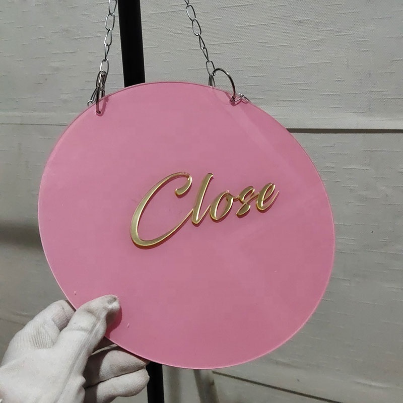 Suspended Acrylic Sign Round Boutique Salon Open Closed Hanging Plexiglass Sign Podcast Decorations