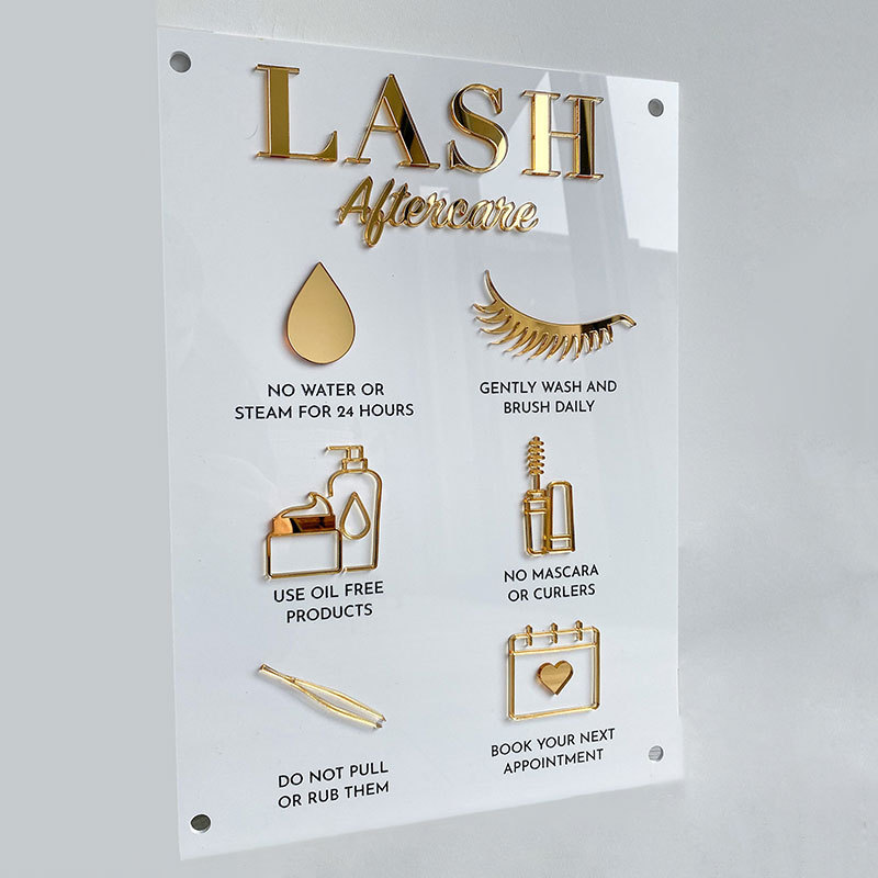 Nail Shapes Sign Aesthetics Waxing Lash Aftercare Acrylic Sign For Business Spa Salon Wall Decor