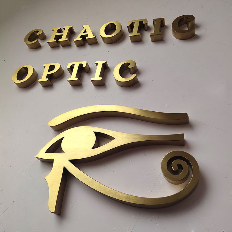 Outdoor Shop Brand Studio Name Backlit Brushed Gold Lobby Letters Logo Business Metal Wall Letters Sign For Office