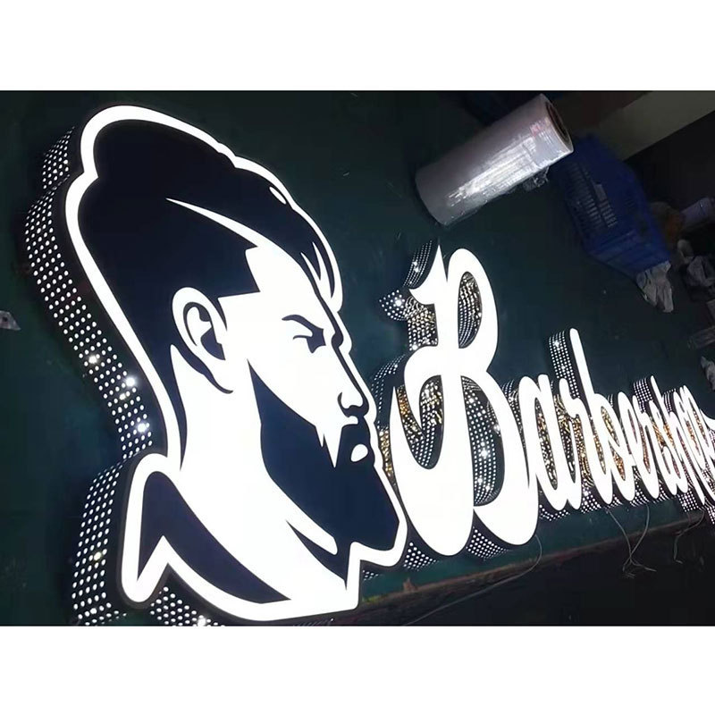 Custom Wall 3D Light Enseigne Barber Shop Channel Logo Store Signs Led Enseigne Barbershop Decorations For Hair Salon