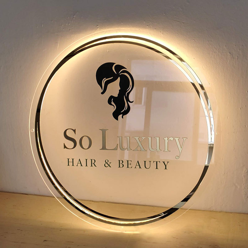 Acrylic Sign Custom Advertise Led 3D Letter Backlit Neon Round Signboard Sign Boards Spa Light Lash Studio Decoration