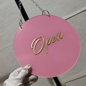 Suspended Acrylic Sign Round Boutique Salon Open Closed Hanging Plexiglass Sign Podcast Decorations