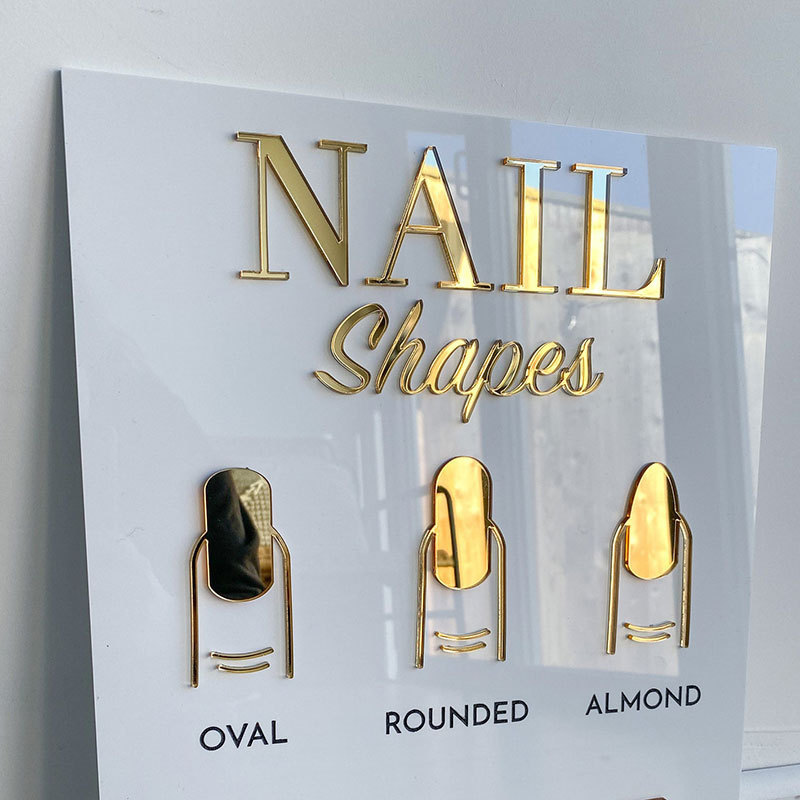 Nail Shapes Sign Aesthetics Waxing Lash Aftercare Acrylic Sign For Business Spa Salon Wall Decor