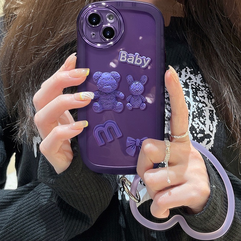 Hot selling tpu teddy bear cute cartoon phone case cover with doll handstrap for iphone 11