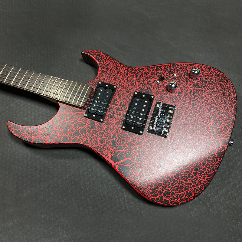 Custom OEM High Quality Cool Shaped Cheap Solid body Unbranded Metal Rock 6 string Crackle Electric Guitar