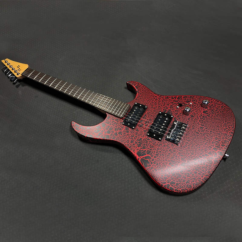 Custom OEM High Quality Cool Shaped Cheap Solid body Unbranded Metal Rock 6 string Crackle Electric Guitar