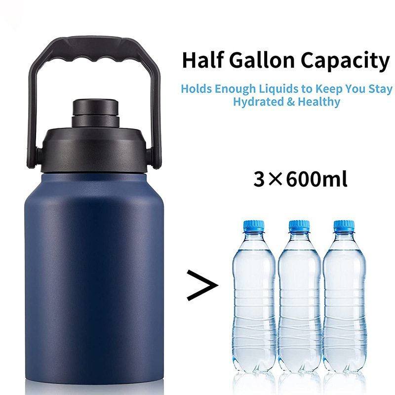 2l 64 oz 128oz Insulated Vacuum Water Bottle with Spout Lid Stainless Steel Flask for Travel Outdoor Large Thermal Water Bottle