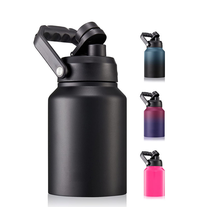 2l 64 oz 128oz Insulated Vacuum Water Bottle with Spout Lid Stainless Steel Flask for Travel Outdoor Large Thermal Water Bottle