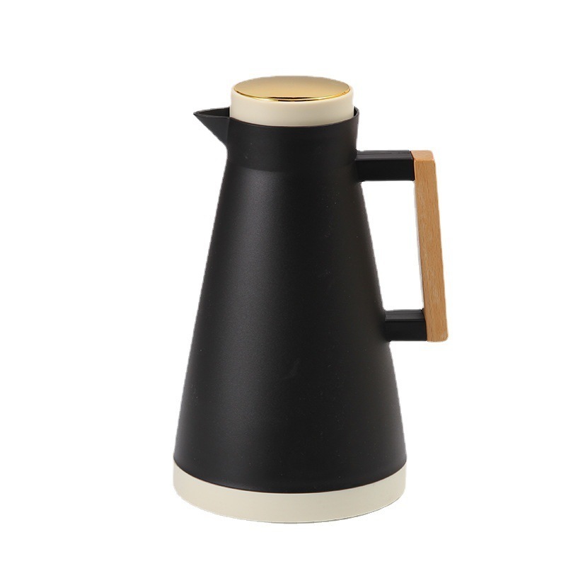 2023 Environmental Double Wall Stainless Steel Vacuum Insulated Coffee Carafe Thermos Hot Water Tea Pot with Wood Grain Handle