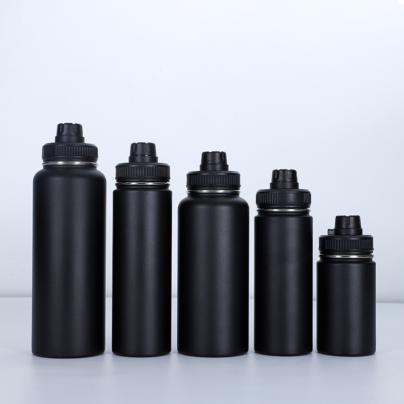 Wide mouth stainless steel water bottle vacuum flask with flip top lid with hassle-free chugs