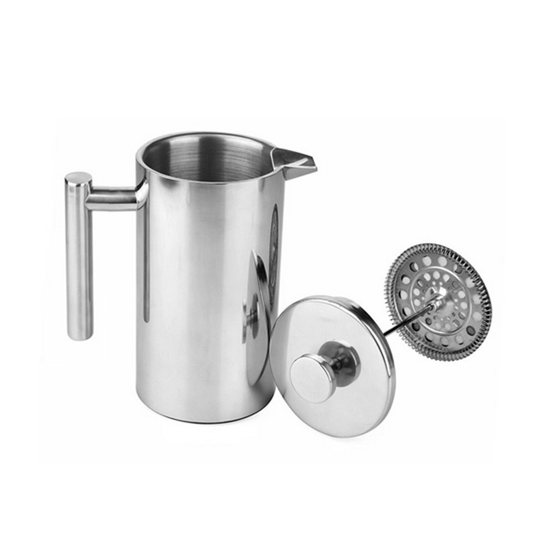 Stainless Steel French Press Coffee Maker Double Wall Metal Coffee Press &Tea Brewer Easy Clean with thermometer