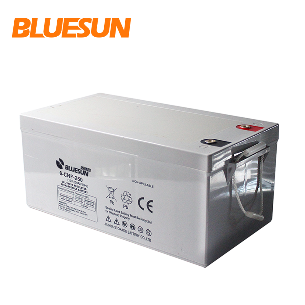 Bluesun GEL Battery 12v 250ah charger 12v 12ah 100ah 200ah solar battery with good  price