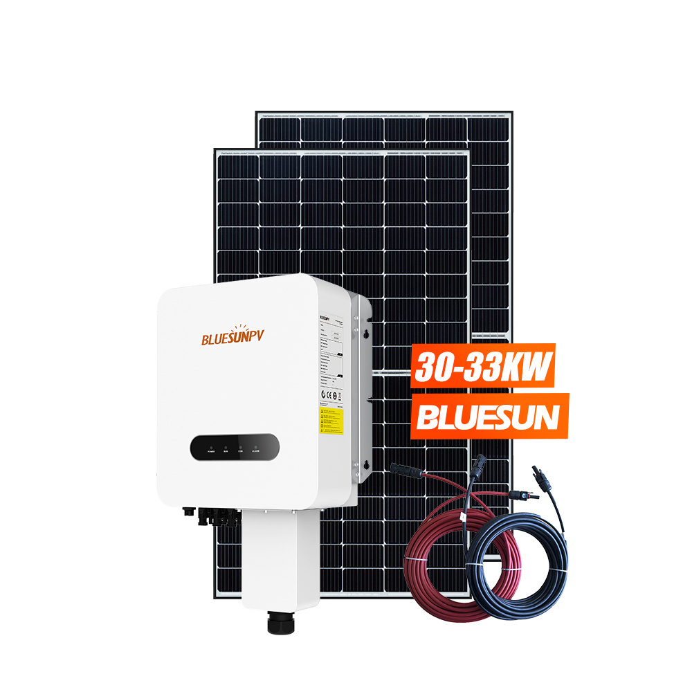 Bluesun On grid solar system 10kw 20kw 30kw Complete solar Kit with anti-back flow function solar inverter for home commercial