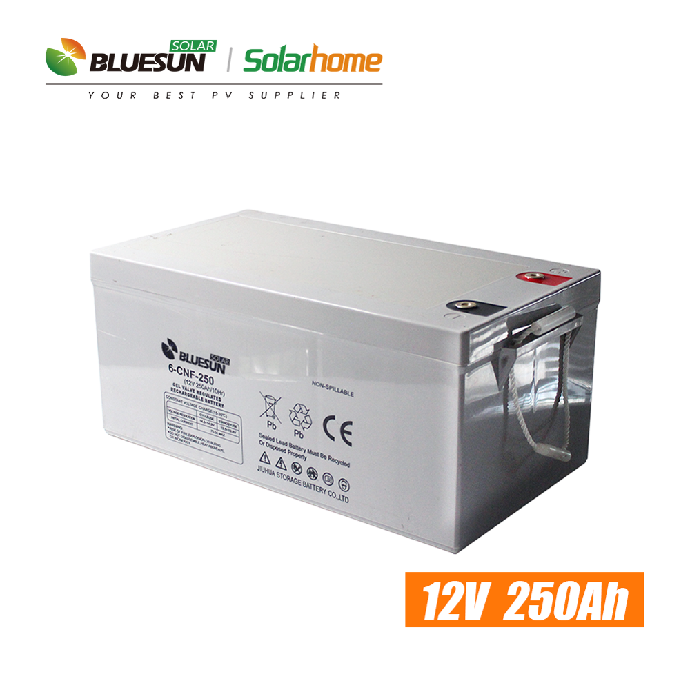 Bluesun GEL Battery 12v 250ah charger 12v 12ah 100ah 200ah solar battery with good  price