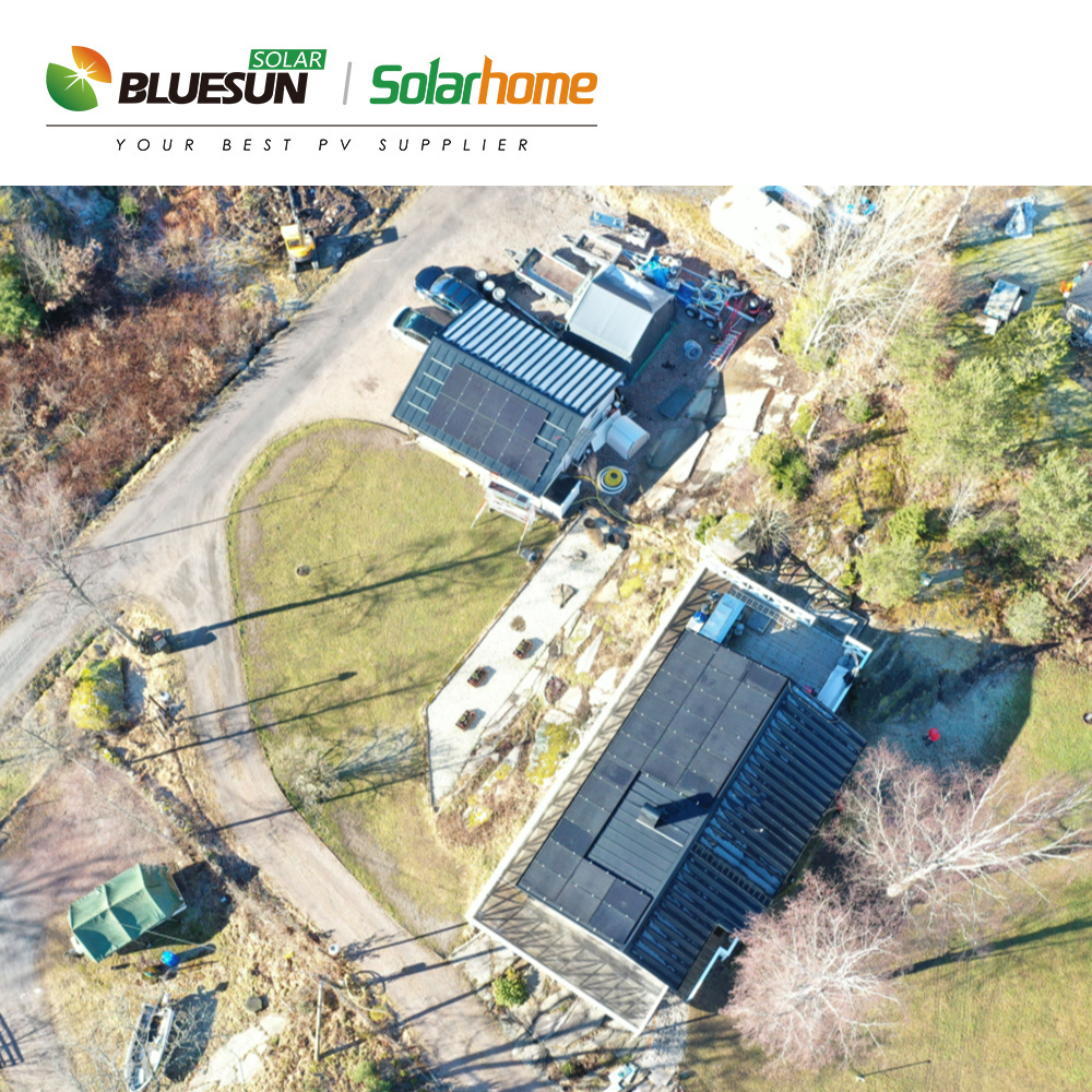 Bluesun On grid solar system 10kw 20kw 30kw Complete solar Kit with anti-back flow function solar inverter for home commercial