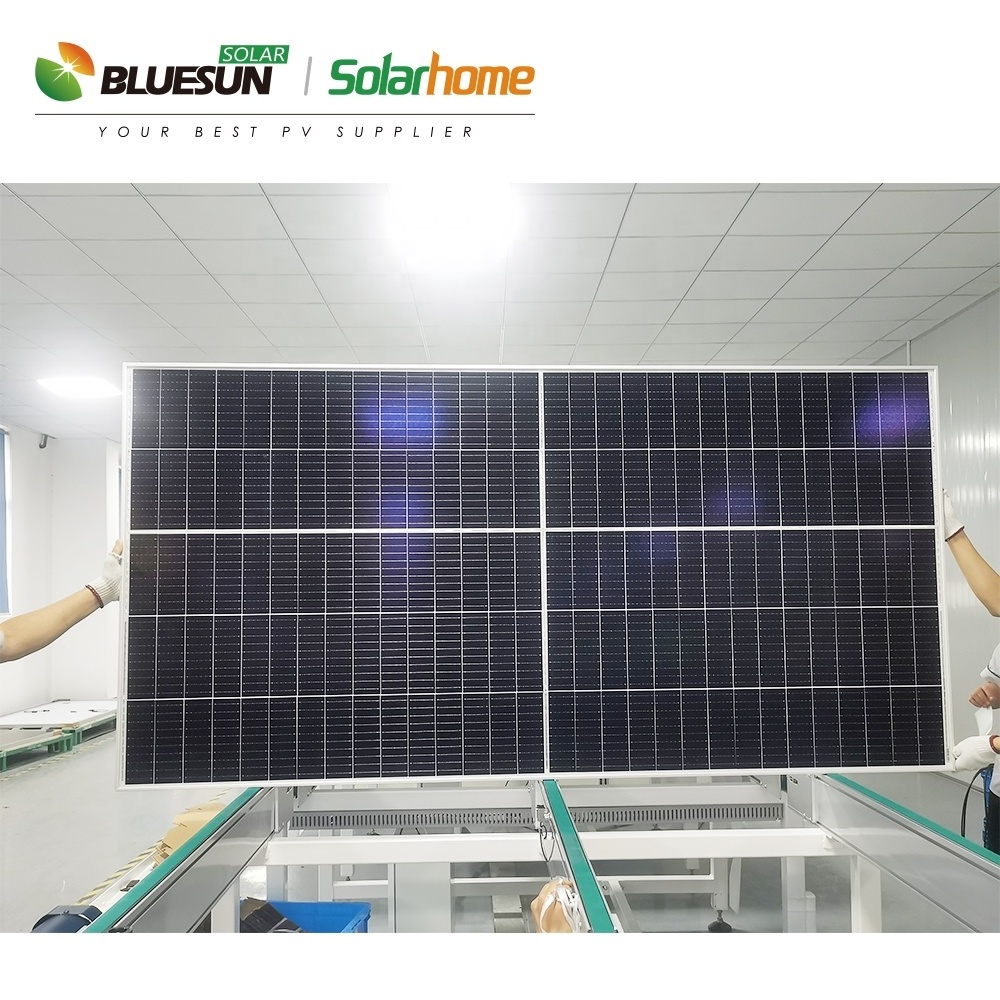 BLUESUN Solar Panel 500 Watt System Monocrystalline 48 Volts Black Cover Blue Box Frame Connector Power Aluminium Cell BSM Color