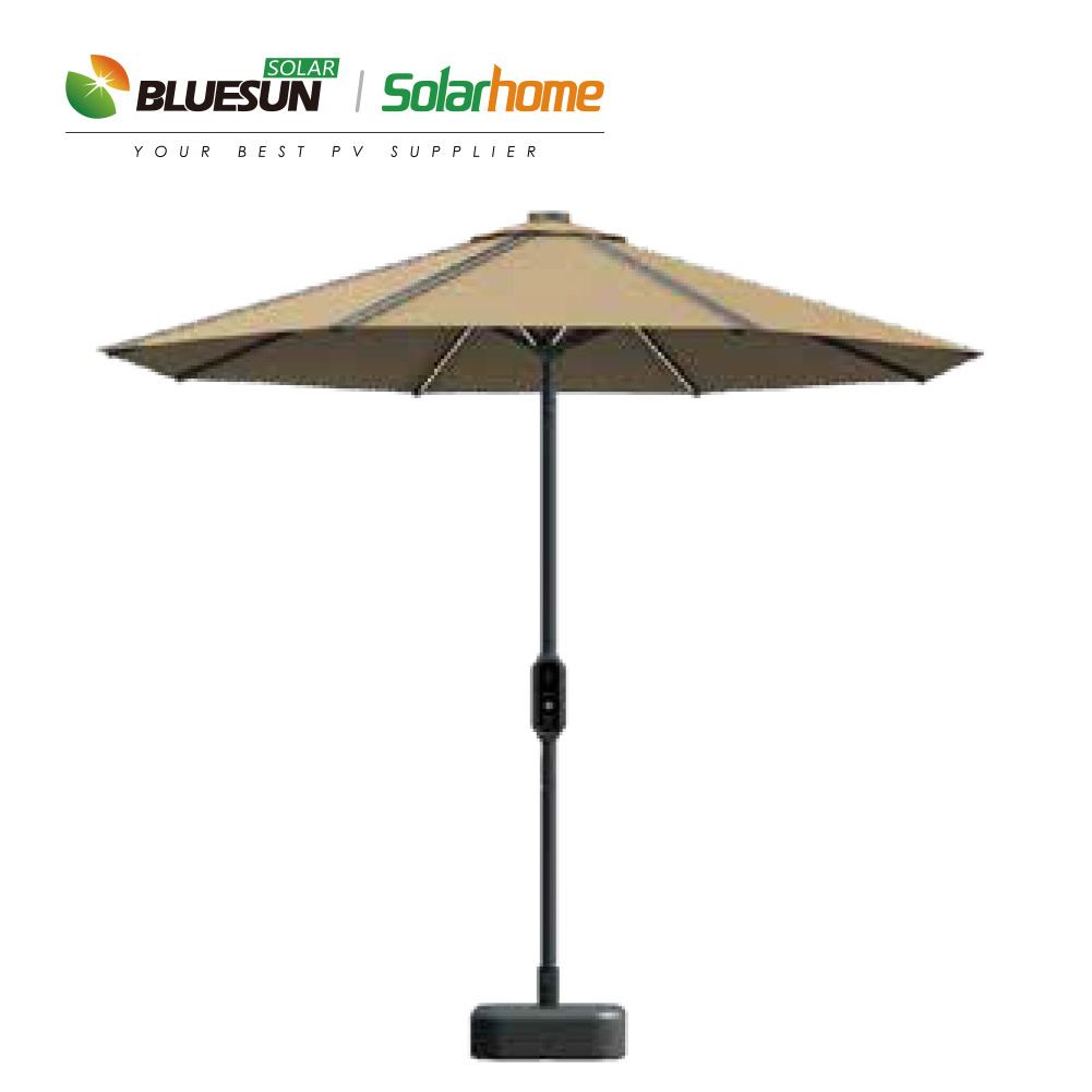 Outdoor Patio Umbrella Solar Lights Umbrella with Solar Panel Sale Outdoor Yarn Dyed Fabric Outdoor Furniture Modern 2.8m 2.5m