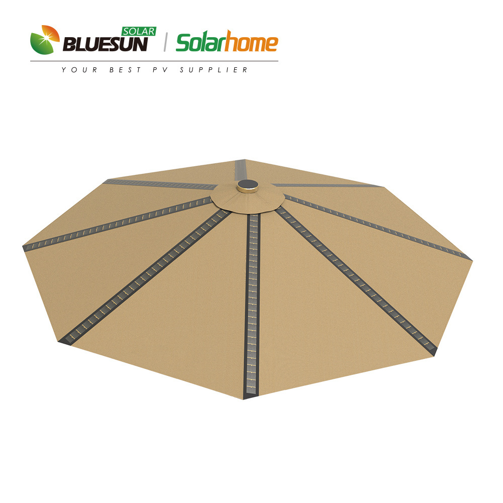 Outdoor Patio Umbrella Solar Lights Umbrella with Solar Panel Sale Outdoor Yarn Dyed Fabric Outdoor Furniture Modern 2.8m 2.5m