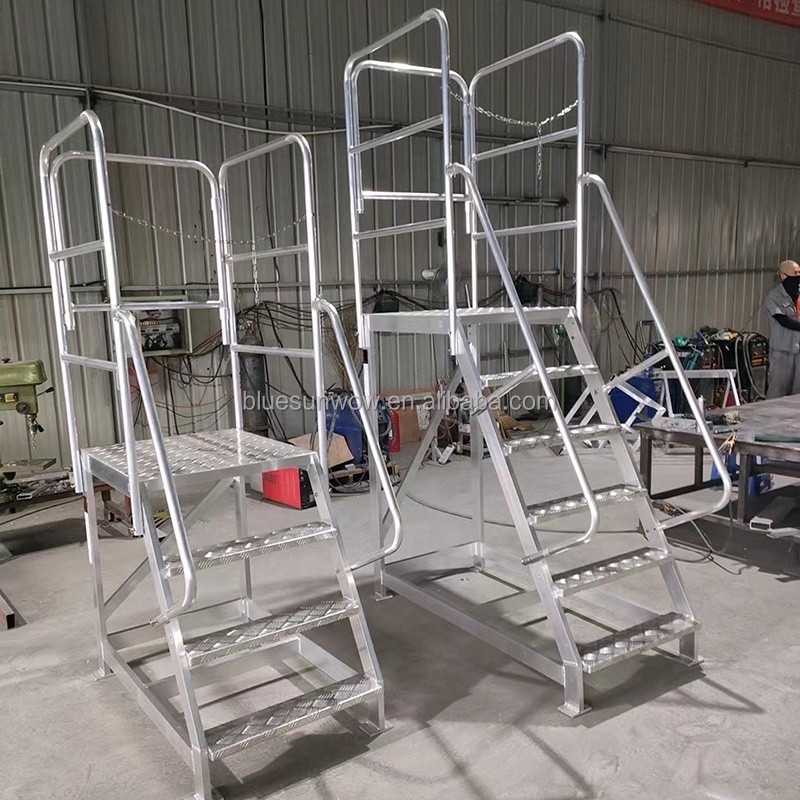 Customized Warehouse Aluminum Easy Moving Duty Safety Ladder With Wheels Aluminium Platform Ladder Working Platform Ladder