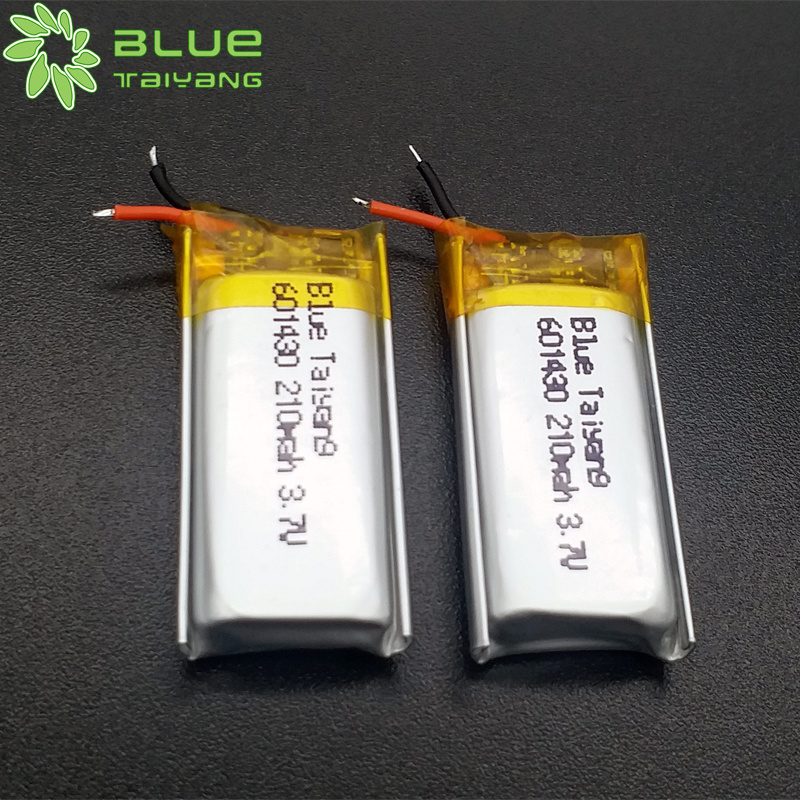 Blue Taiyang small size with high capacity lipo battery 601430 3.7v 210mah 200mah lithium polymer battery with KC certificate