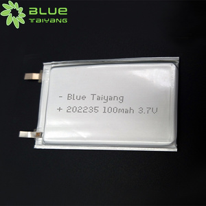 LP202235 Customized small Size lithium polymer battery 3.7v 100mah 2mm 3.7v thin lipo battery 100mah