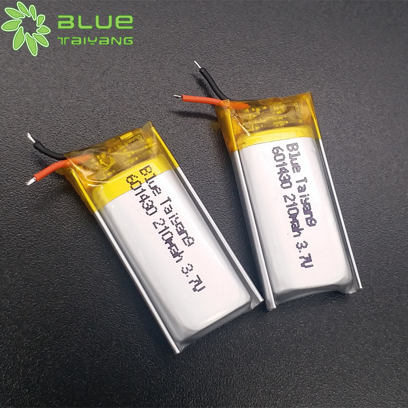 Blue Taiyang small size with high capacity lipo battery 601430 3.7v 210mah 200mah lithium polymer battery with KC certificate