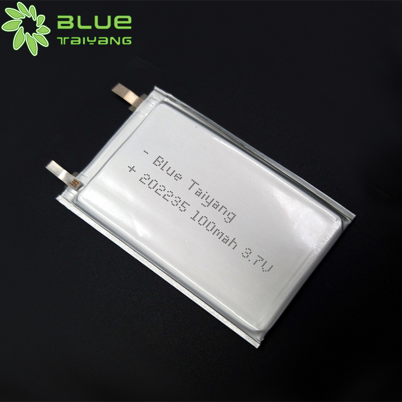 LP202235 Customized small Size lithium polymer battery 3.7v 100mah 2mm 3.7v thin lipo battery 100mah