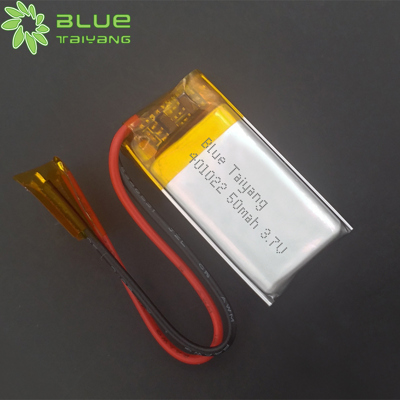 Customized Size 401022 3.7v smallest 3.7v 50mah lithium polymer battery for smart bracelet 50mah