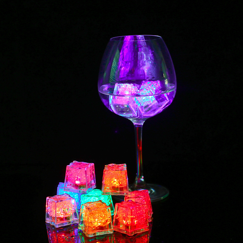 LED Ice Cubes Bar Fast Slow Flash Auto Changing Color Crystal Cube Water-Activated Light-up 7 Color For Romantic Party