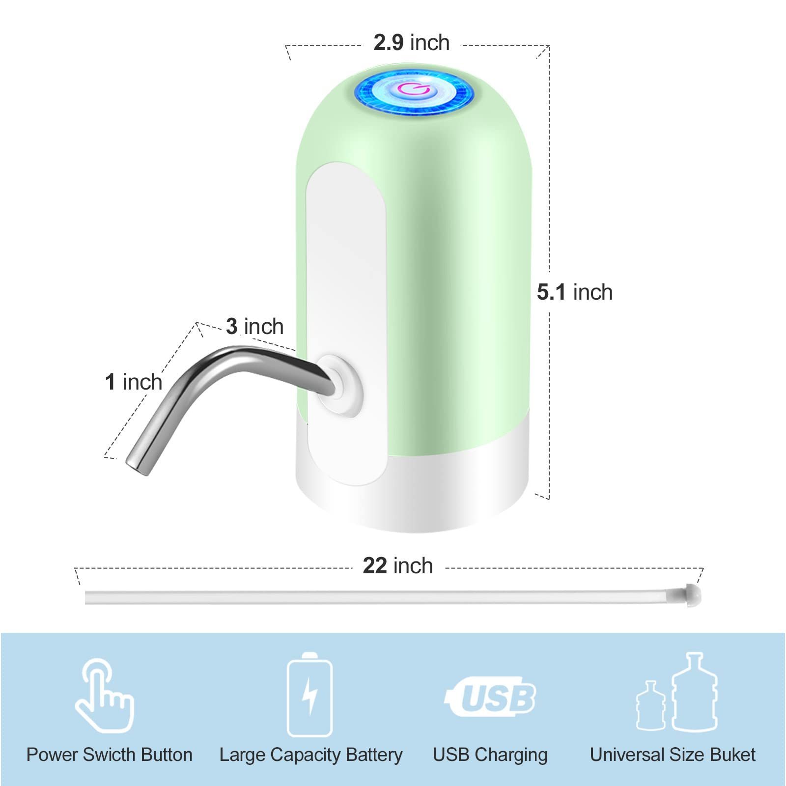 Automatic Mini Manual Pump Water Dispenser Bottled Hot Cold Water Fridge Plastic USB Desktop Lightweight Cool USB Rechargeable