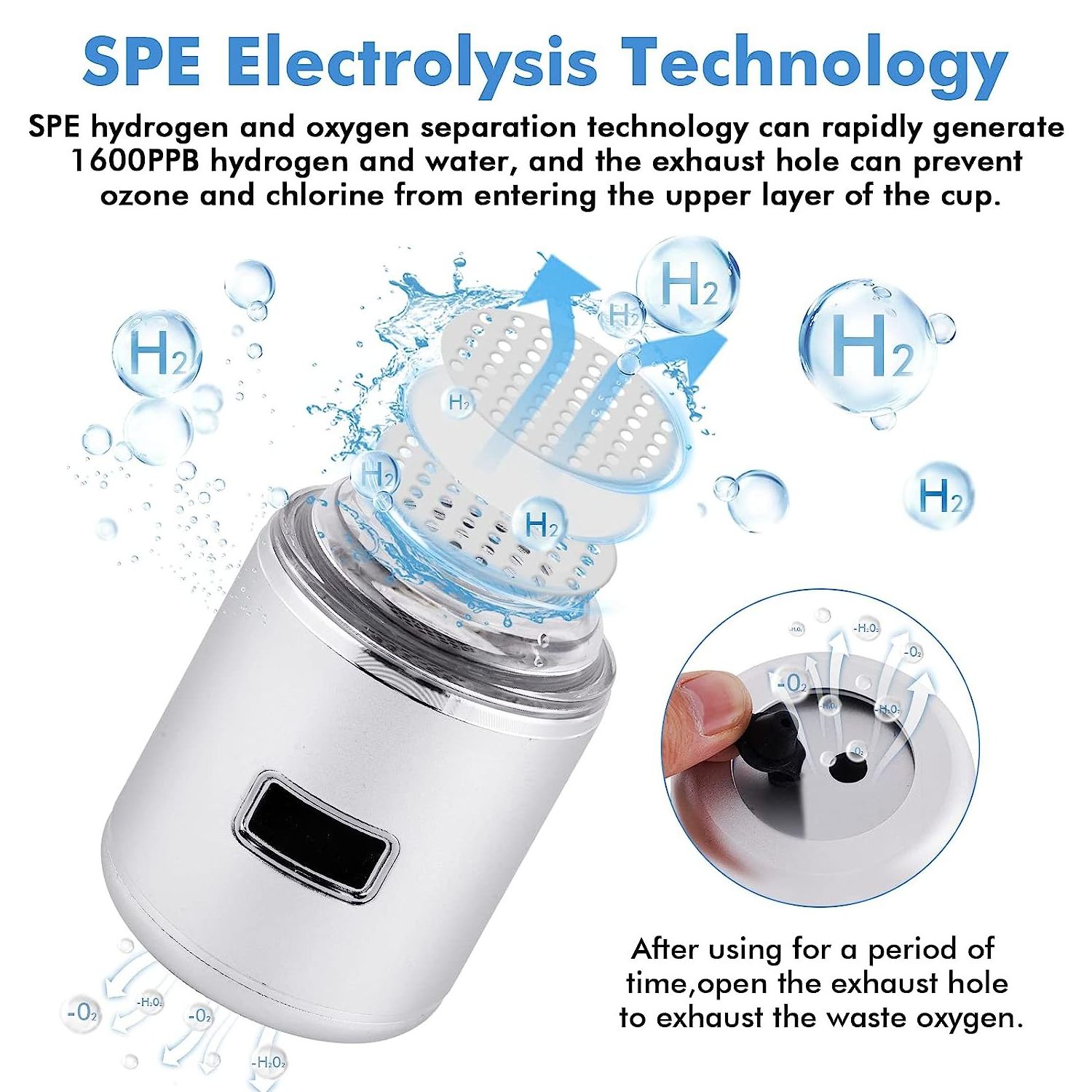 Portable Usb Rechargeable Hydrogen-Rich Water Generator SPE 500Ml Hydrogen Water Bottle