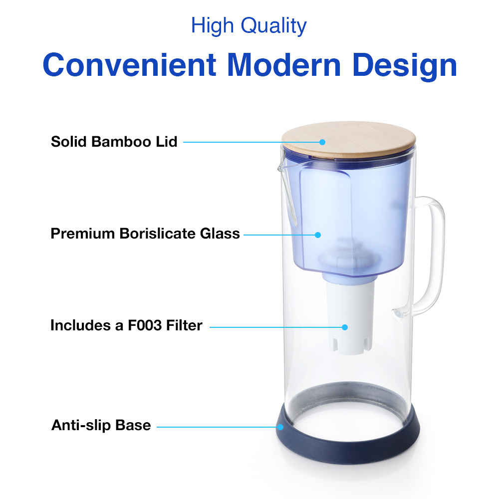 3.5L Glass Carafe Drinking Water Purifier Glass Alkaline Water Filter Pitcher with Filter Cartridge