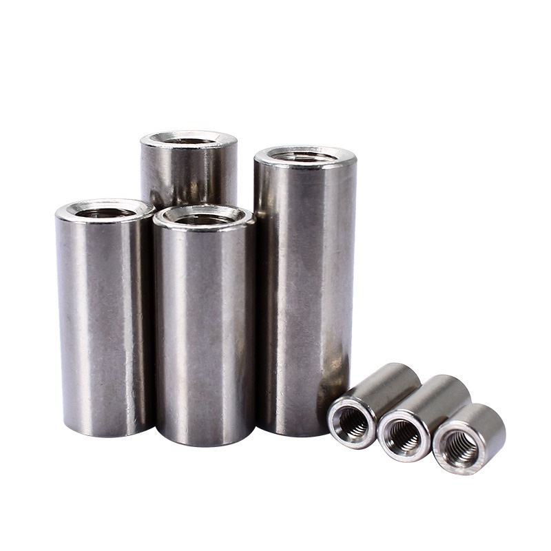 Round Threaded Sleeves M5 x 0.8 Internal Thread 8 mm Length 304 Stainless Steel Round Sleeve Connection Sleeves Long Nuts Silver