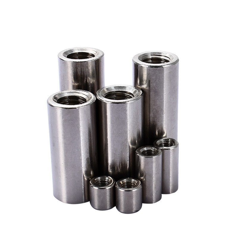 Round Threaded Sleeves M5 x 0.8 Internal Thread 8 mm Length 304 Stainless Steel Round Sleeve Connection Sleeves Long Nuts Silver