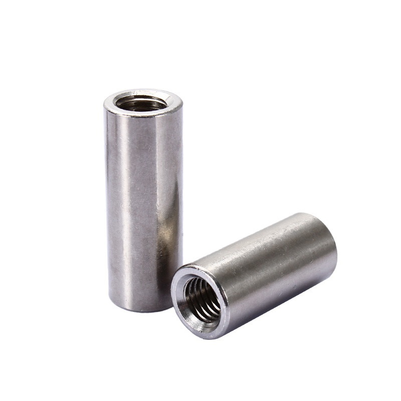 Round Threaded Sleeves M5 x 0.8 Internal Thread 8 mm Length 304 Stainless Steel Round Sleeve Connection Sleeves Long Nuts Silver