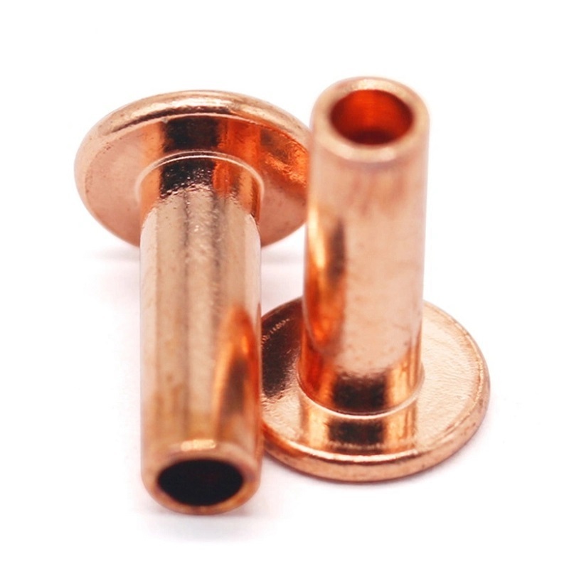 DIN 7338 flat head semi tubular brass rivet semi-tubular hollow copper rivet